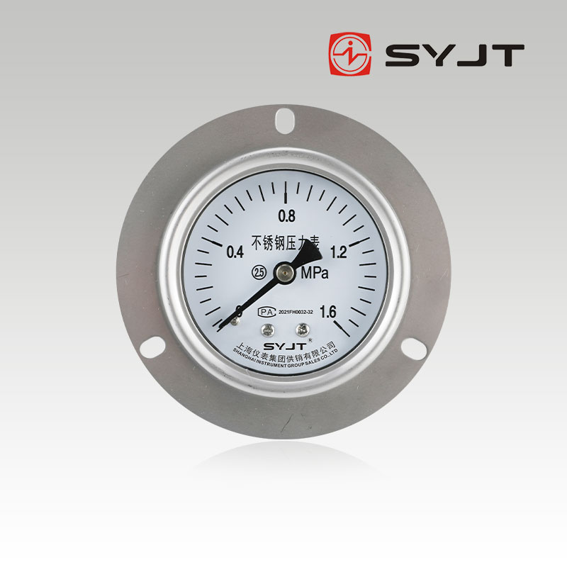 Y-63BF Axial Stainless Steel Pressure Gauge with Edges