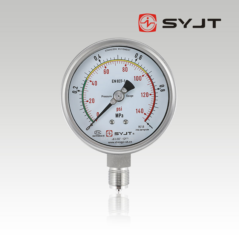 Y-100BF Three Color Double Scale Stainless Steel Pressure Gauge