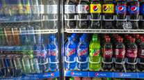 Pepsi products in a store refrigerator