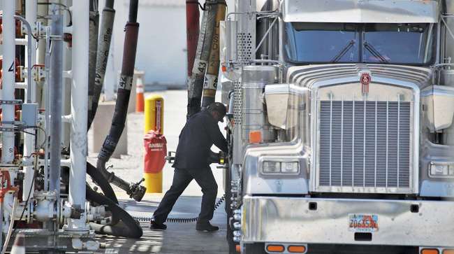 Fuel tanker at oil refinery in Utah