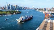 Container ship in New York