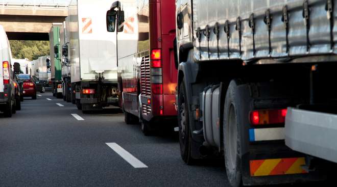 trucks in traffic