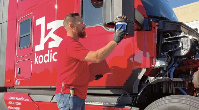 Kodiak technician adjusts lidar