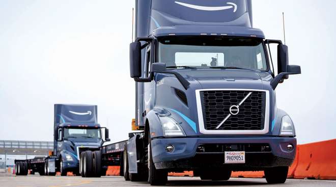 Amazon Volvo VNR Electric drayage trucks