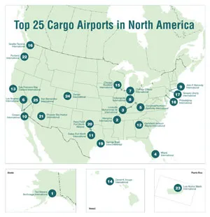 Top cargo airports map