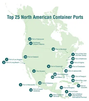 Top container ports map